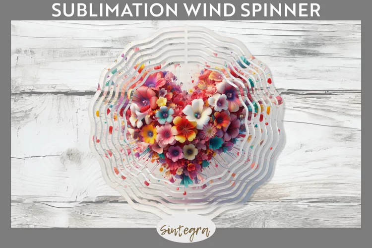 3D Floral Hearts v5 Wind Spinner Sublimation
