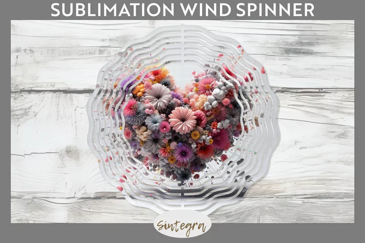 3D Floral Hearts v6 Wind Spinner Sublimation