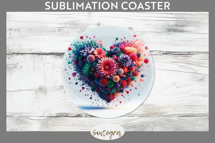 3D Floral Hearts v7 Round Coaster Sublimation