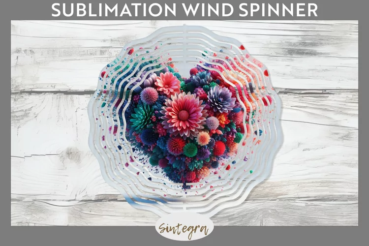 3D Floral Hearts v7 Wind Spinner Sublimation