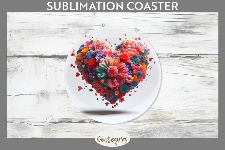 3D Floral Hearts v8 Round Coaster Sublimation