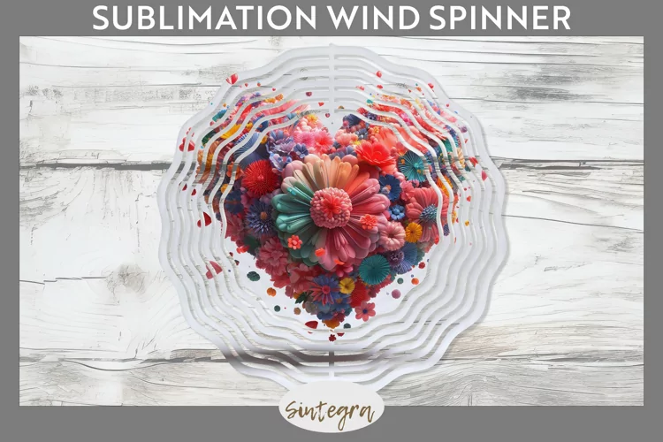 3D Floral Hearts v8 Wind Spinner Sublimation