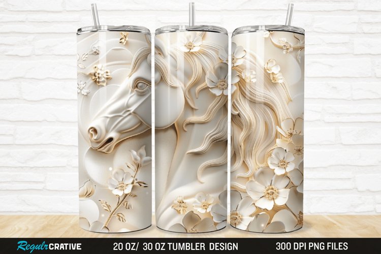 3D Floral Horse 20/30oz Skinny Tumbler example image 1