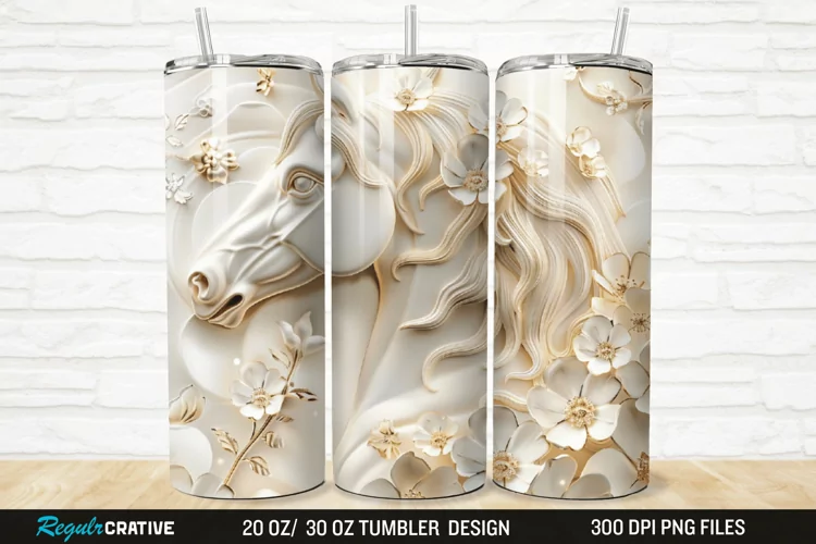 3D Floral Horse 20/30oz Skinny Tumbler