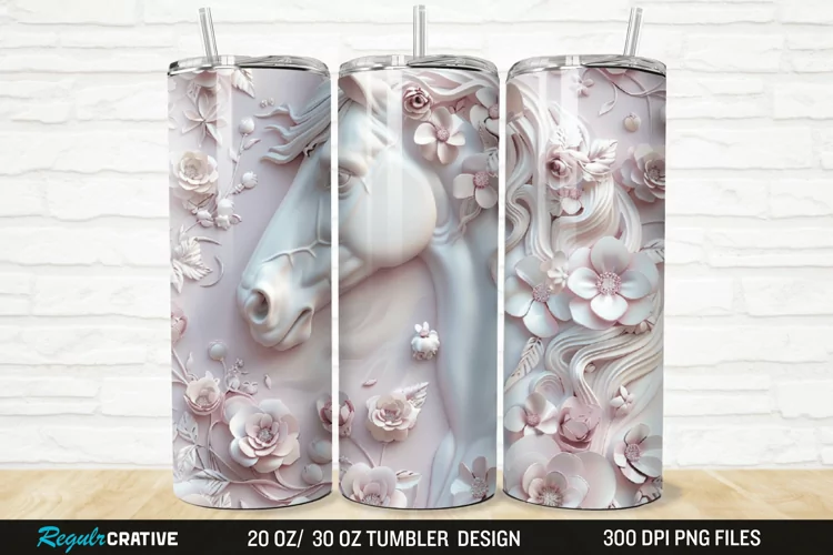 3D Floral Horse 20/30oz Skinny Tumbler
