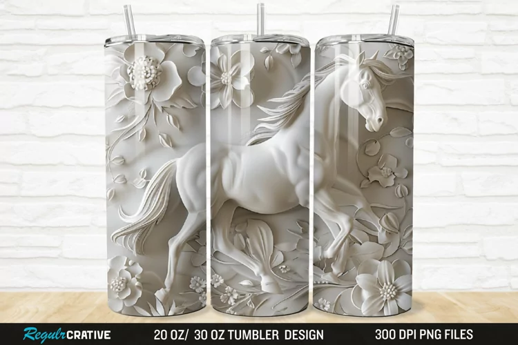 3D Floral Horse 20/30oz Skinny Tumbler