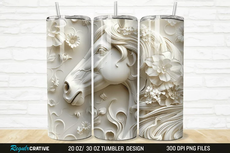 3D Floral Horse 20/30oz Skinny Tumbler