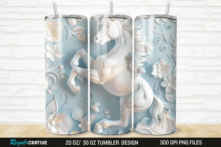 3D Floral Horse 20/30oz Skinny Tumbler