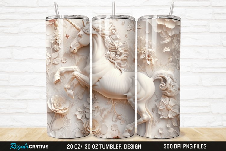 3D Floral Horse 20/30oz Skinny Tumbler example image 1