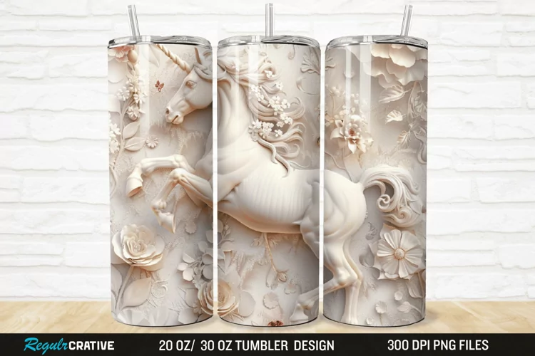 3D Floral Horse 20/30oz Skinny Tumbler