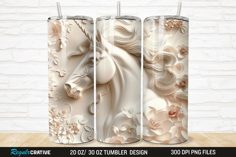 3D Floral Horse 20/30oz Skinny Tumbler example image 1