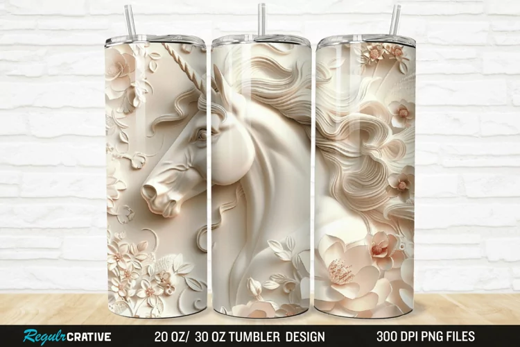 3D Floral Horse 20/30oz Skinny Tumbler