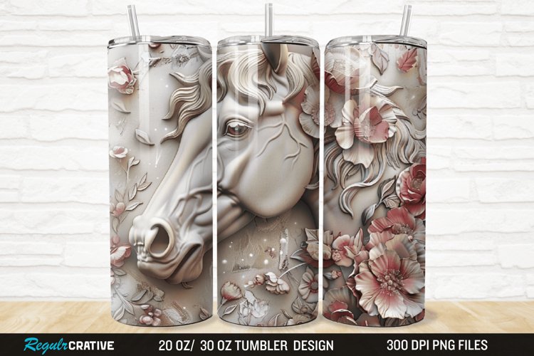 3D Floral Horse 20/30oz Skinny Tumbler