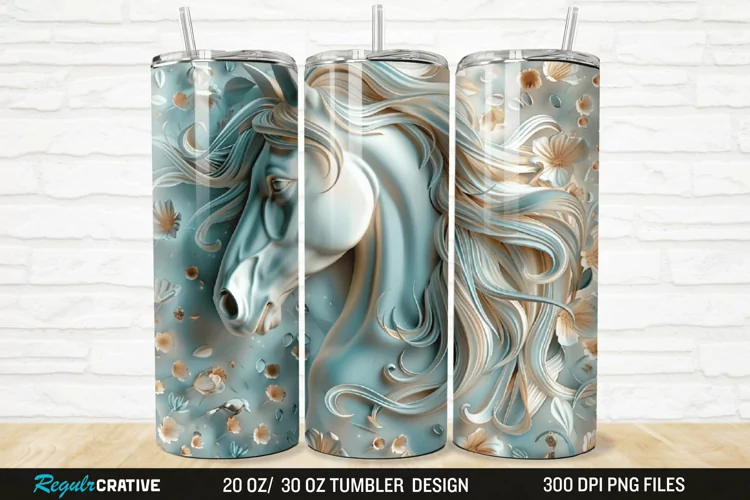 3D Floral Horse 20/30oz Skinny Tumbler