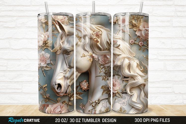 3D Floral Horse 20/30oz Skinny Tumbler