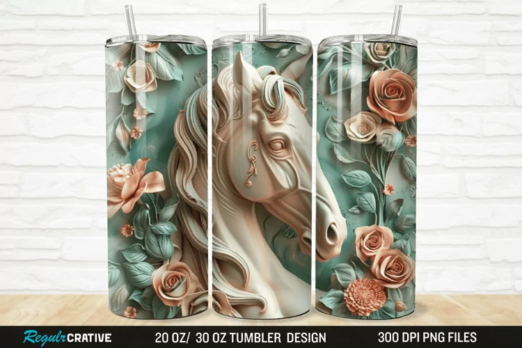 3D Floral Horse 20/30oz Skinny Tumbler