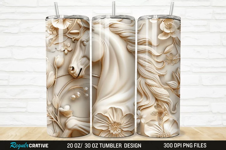 3D Floral Horse 20/30oz Skinny Tumbler