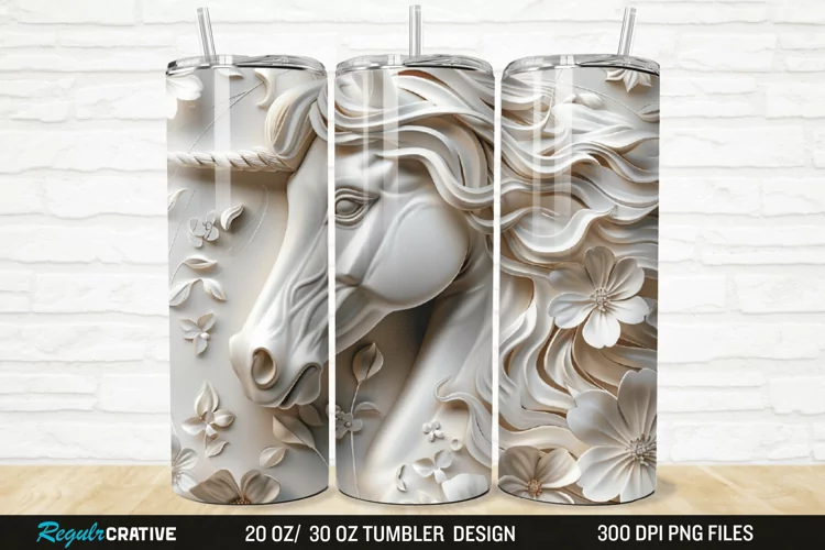 3D Floral Horse 20/30oz Skinny Tumbler