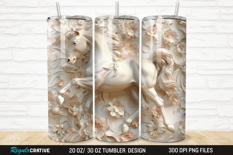 3D Floral Horse 20/30oz Skinny Tumbler example image 1
