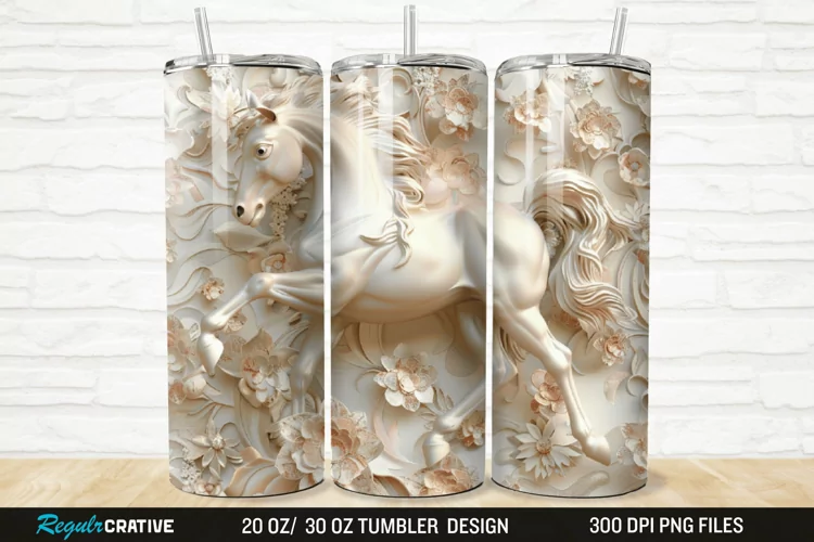 3D Floral Horse 20/30oz Skinny Tumbler