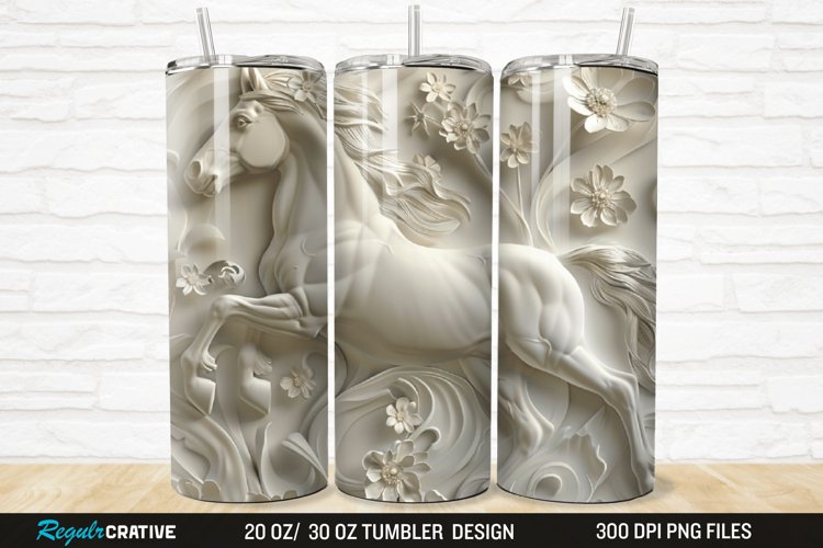 3D Floral Horse 20/30oz Skinny Tumbler example image 1