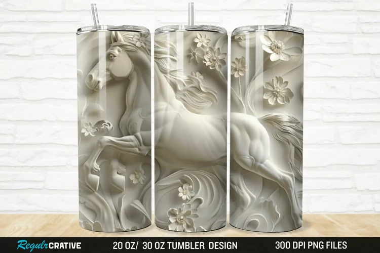 3D Floral Horse 20/30oz Skinny Tumbler
