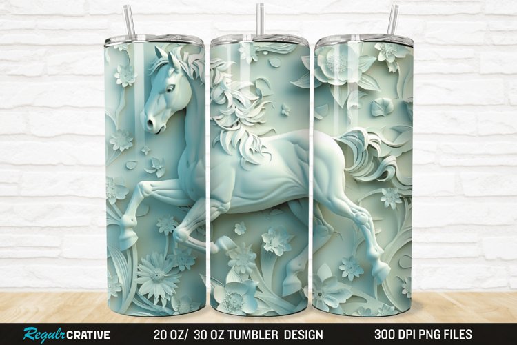 3D Floral Horse 20/30oz Skinny Tumbler example image 1