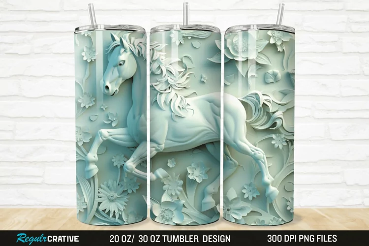 3D Floral Horse 20/30oz Skinny Tumbler