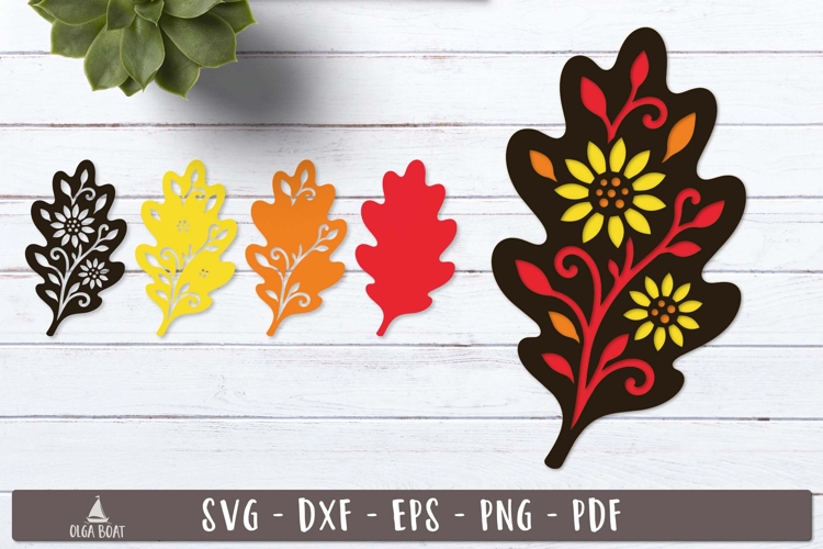 3d Floral Oak Leaf Layered SVG design