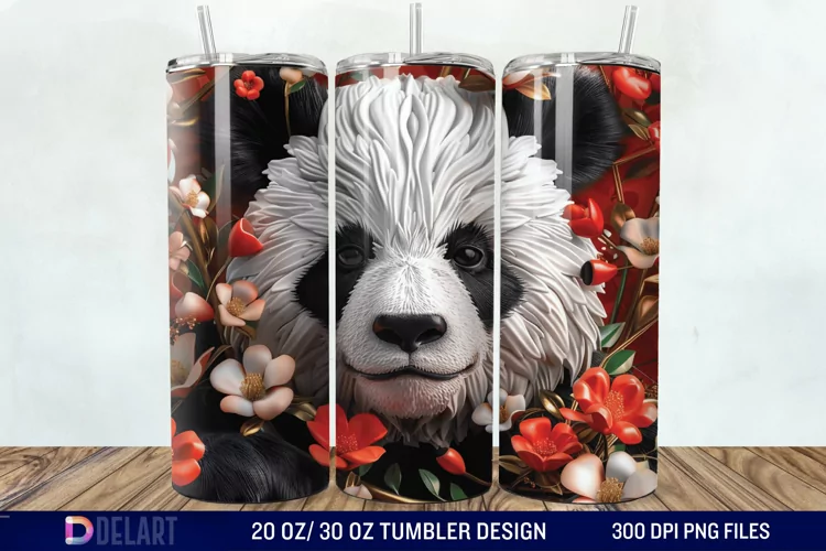 3D Floral Panda Break Tumbler Wrap