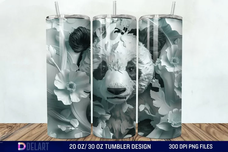 3D Floral Panda Break Tumbler Wrap
