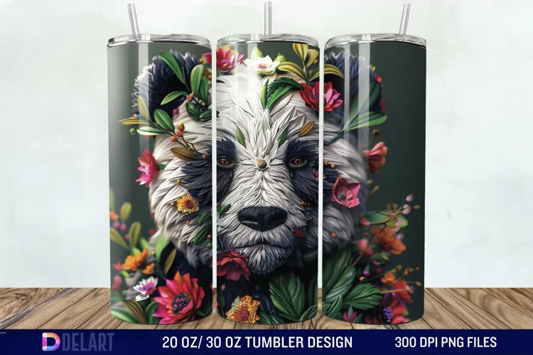 3D Floral Panda Break Tumbler Wrap