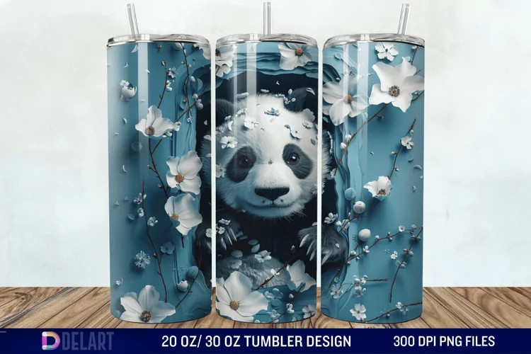 3D Floral Panda Break Tumbler Wrap
