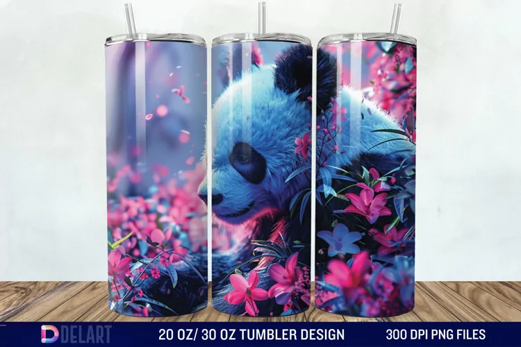 3D Floral Panda Break Tumbler Wrap