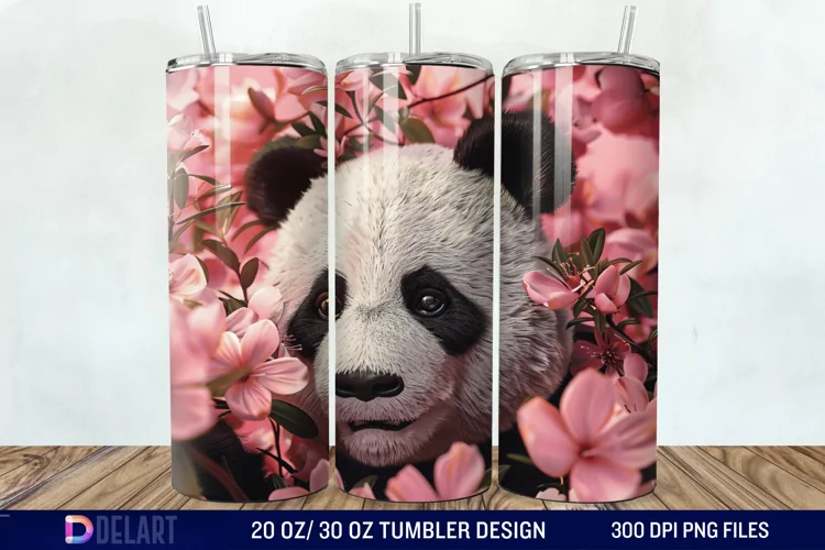 3D Floral Panda Break Tumbler Wrap