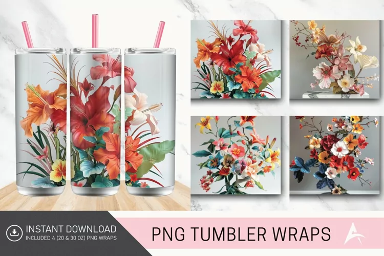 3D Floral Sculpture Tumbler wrap