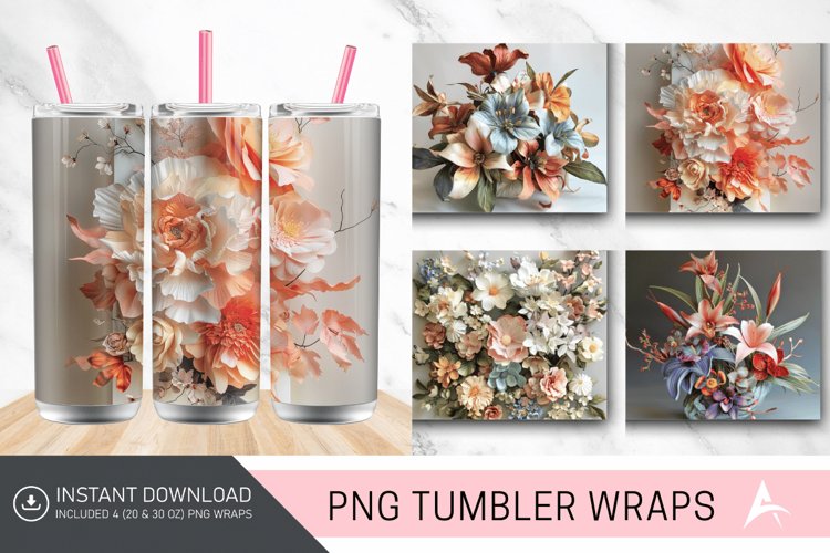 3D Floral Sculpture Tumbler wrap example image 1