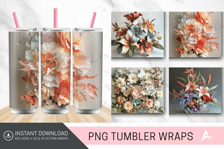 3D Floral Sculpture Tumbler wrap