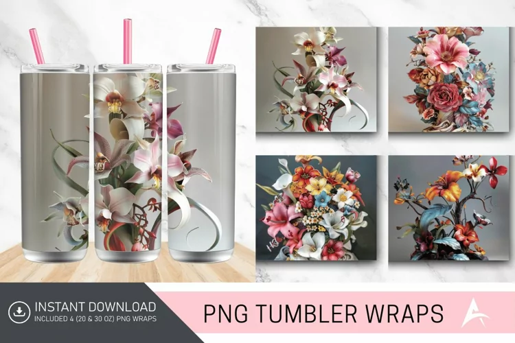 3D Floral Sculpture Tumbler wrap