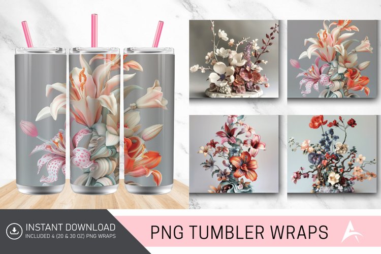 3D Floral Sculpture Tumbler wrap example image 1
