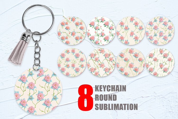 3D Floral Seamless Keychain | Keyring