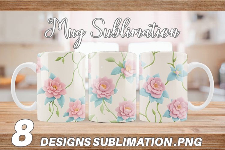 3D Floral Seamless Mug sublimation design