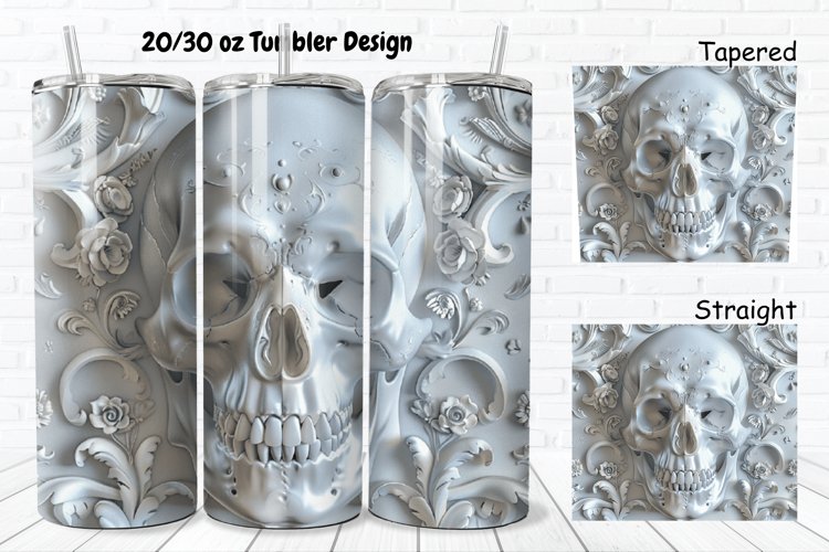 3D Floral Skull 20/30oz Skinny Tumbler