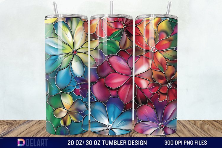 3d Floral stained glass Tumbler Wrap example image 1