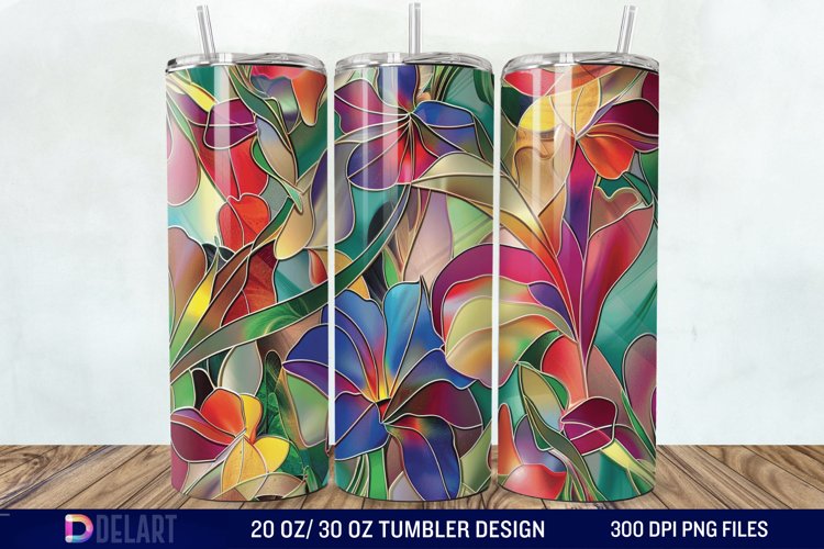 3d Floral stained glass Tumbler Wrap example image 1