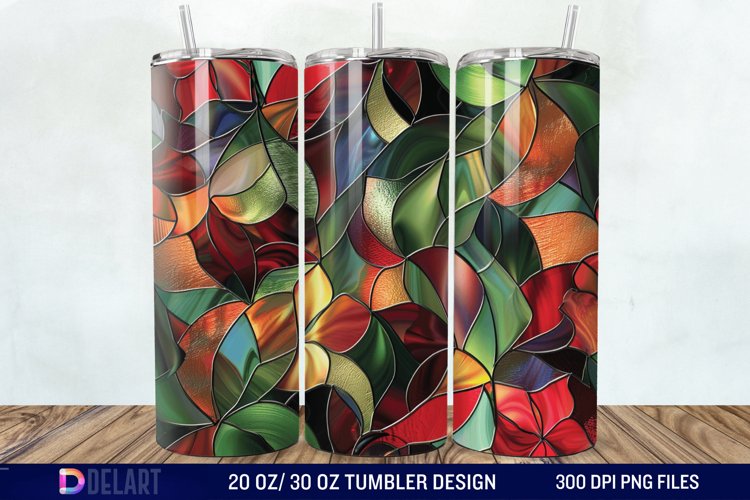 3d Floral stained glass Tumbler Wrap example image 1