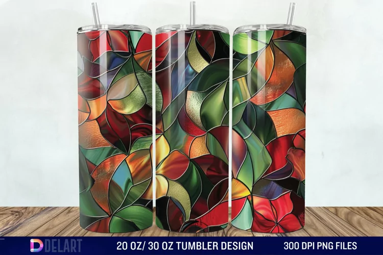 3d Floral stained glass Tumbler Wrap