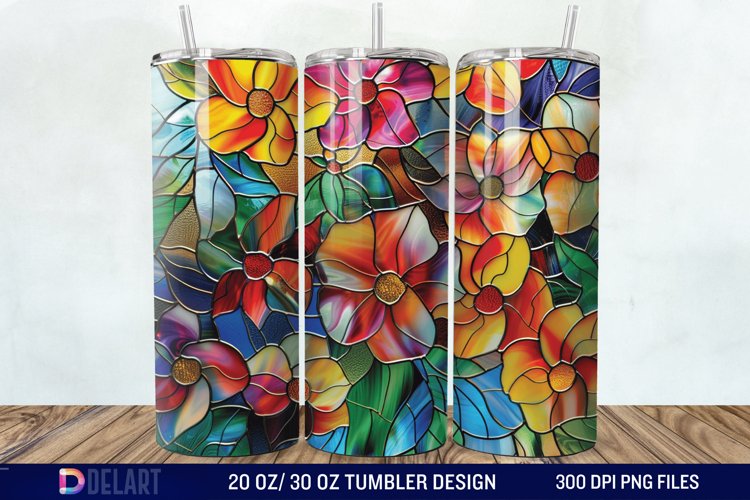 3d Floral stained glass Tumbler Wrap example image 1
