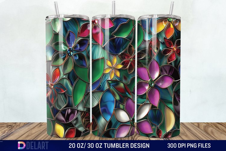 3d Floral stained glass Tumbler Wrap example image 1