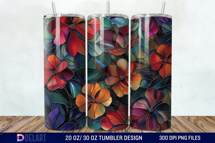 3d Floral stained glass Tumbler Wrap example image 1